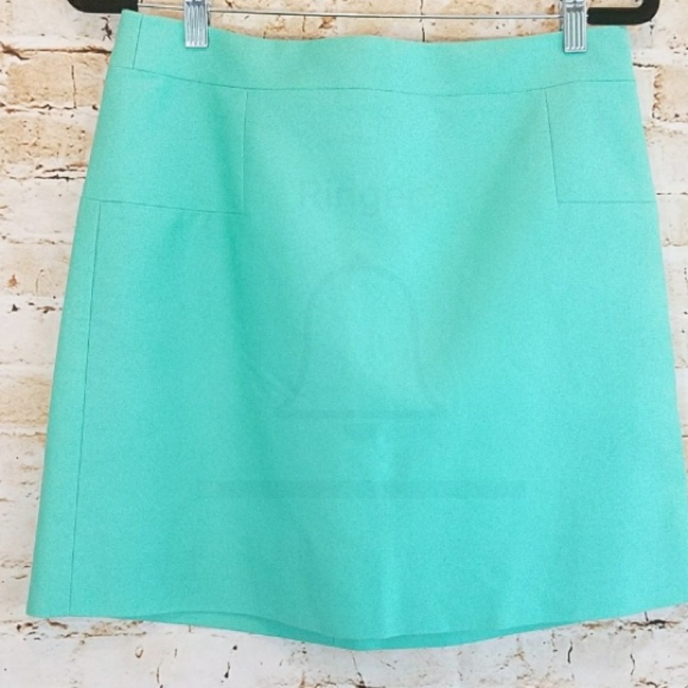 J crew size 4 double serge cotton mini skirt green